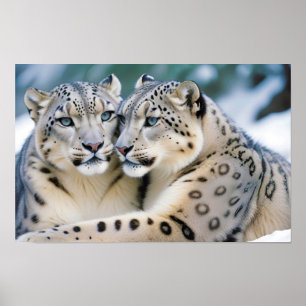 Snow Leopard Animal Nature Wildlife Affection Cari Poster