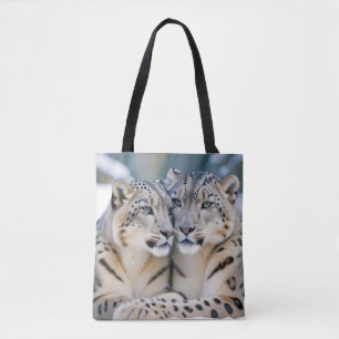 Snow Leopard Animal Nature Wildlife Affection Love Tote Bag