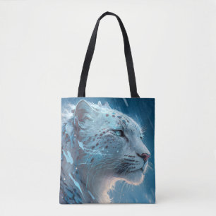 Snow Leopard Animal Portrait Painting Wildlife Art Tote Bag