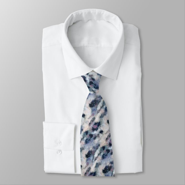 Snow Leopard Animal Print Skin Pattern Tie (Tied)