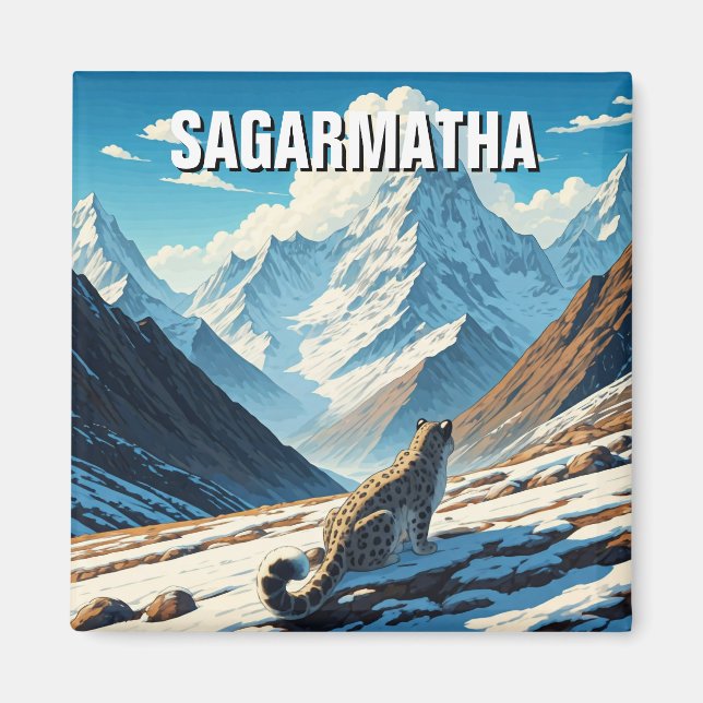Snow Leopard at Sagarmatha National Park Nepal Magnet (Front)