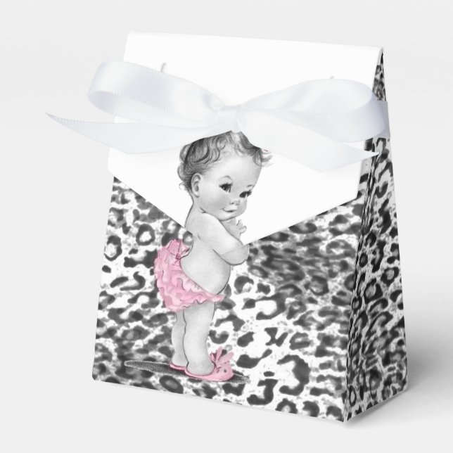 Snow Leopard Baby Shower Favour Boxes (Front Side)