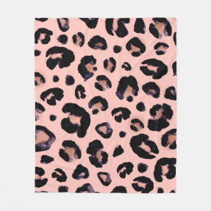Snow Leopard black grey beige seamless background. Fleece Blanket