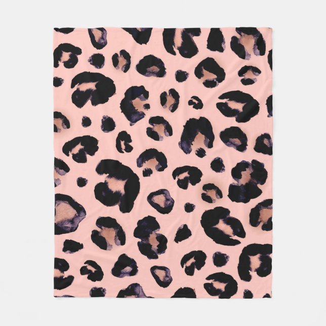 Snow Leopard black grey beige seamless background. Fleece Blanket (Front)