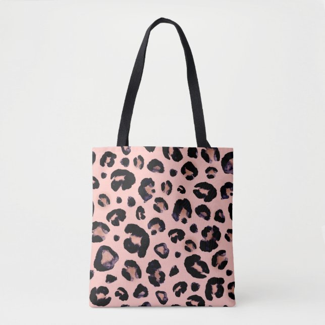 Snow Leopard black grey beige seamless background. Tote Bag (Front)