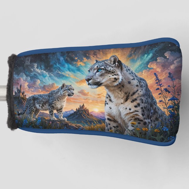 Snow Leopard Castle Sunrise reflection Golf Head Cover (Front)