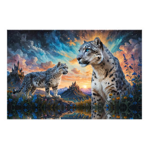 Snow Leopard Castle Sunrise reflection Photo Print