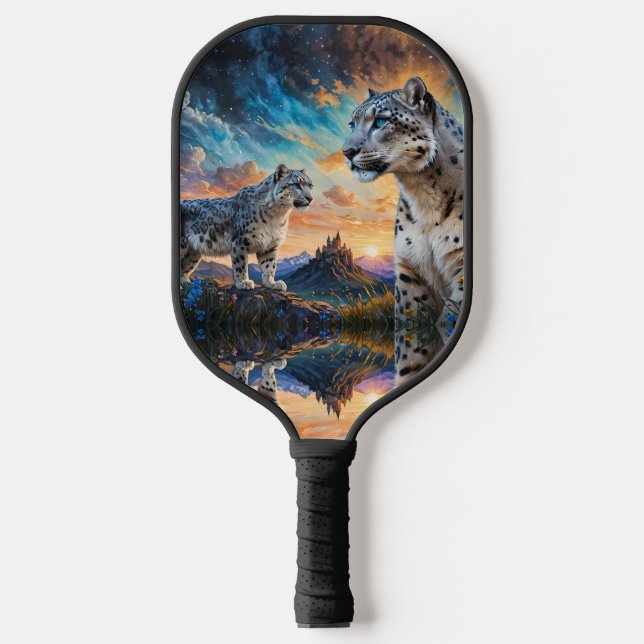 Snow Leopard Castle Sunrise reflection Pickleball Paddle (Front)