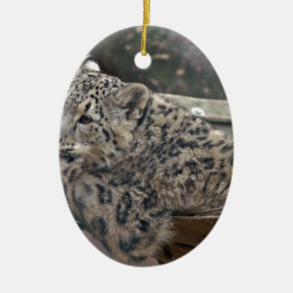 Snow Leopard Ceramic Tree Decoration
