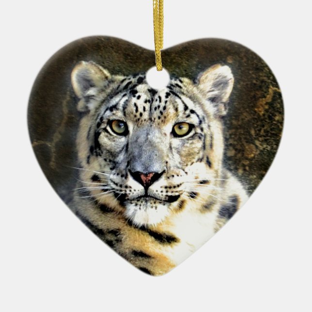 Snow Leopard Ceramic Tree Decoration (Front)