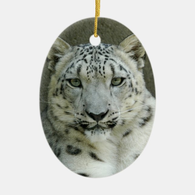 Snow Leopard Christmas Ornament (Front)