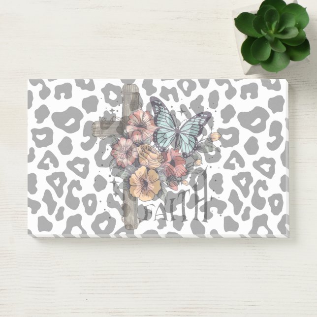 Snow Leopard Cross, Flowers and Butterflies Post-it Notes (Office)