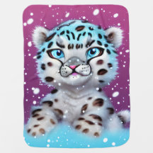 Snow Leopard Cub Baby Blanket
