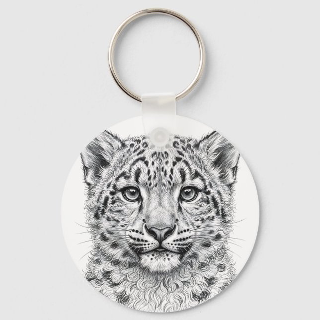 Snow Leopard Cub Keychain (Front)