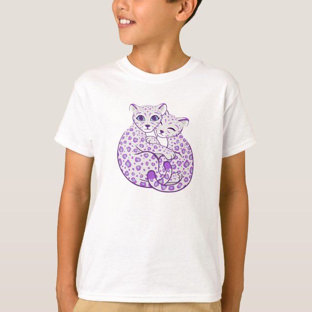 Snow Leopard Cubs Cuddling Art T-Shirt (Front)