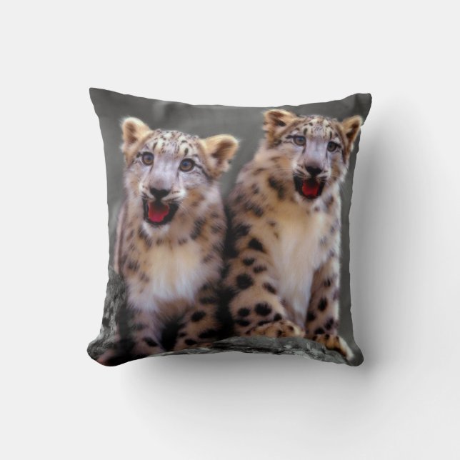 Snow Leopard Cubs Cushion (Front)