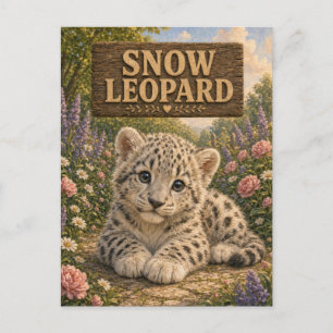 Snow Leopard Cute Baby Storybook Nursery Animal Postcard