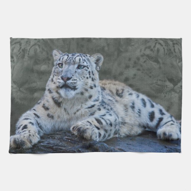 Snow Leopard Dreams Kitchen Towel (Horizontal)