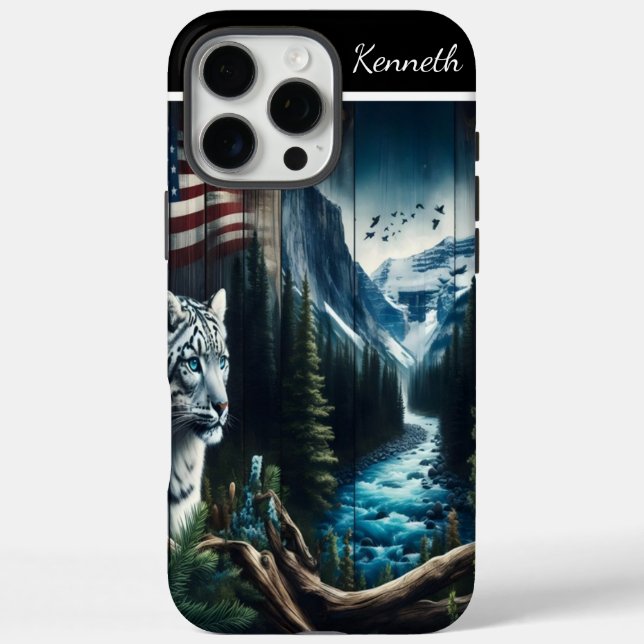 Snow Leopard Dreams of Mountain Stream Case-Mate iPhone Case (Back)