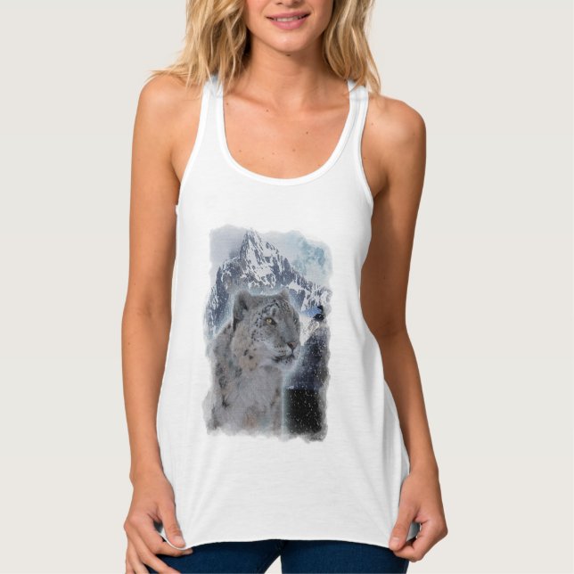 SNOW LEOPARD Endangered Species of Big Cat Singlet (Front)