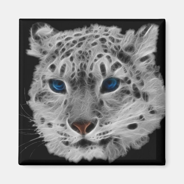 Snow Leopard Fractal Magnet (Front)
