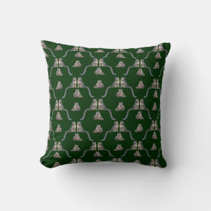 Snow Leopard Frenzy Pillow (Dark Green)