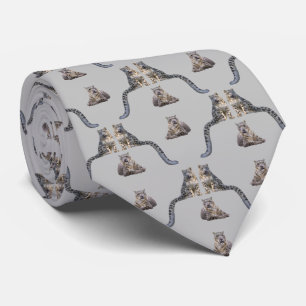Snow Leopard Frenzy Tie Double Sided Print (Grey)