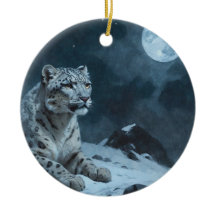 Snow Leopard & Full Moon