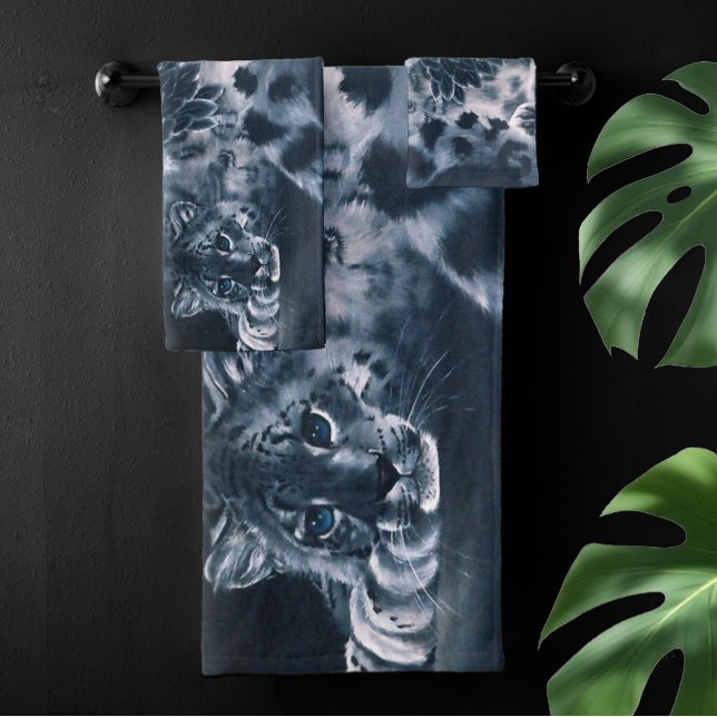 Snow Leopard Guardian Wings Fantasy Wildlife Bath Towel Set (Creator Uploaded)