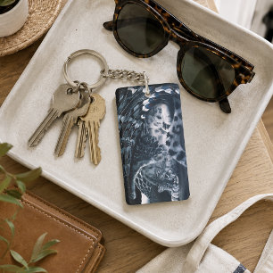 Snow Leopard Guardian Wings Fantasy Wildlife Key Ring