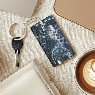 Snow Leopard Guardian Wings Fantasy Wildlife Key Ring