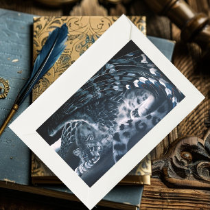 Snow Leopard Guardian Wings Fantasy Wildlife Rectangular Sticker