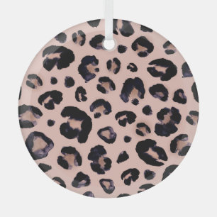 Snow Leopard, Hand Drawn Texture. Glass Tree Decoration