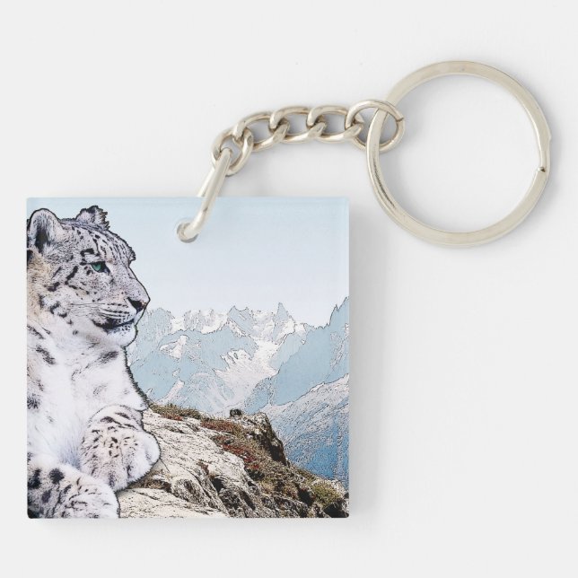 Snow Leopard Key Ring (Back)
