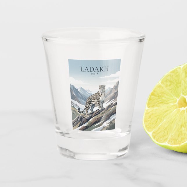 Snow Leopard, Ladakh India Shot Glass (Front)