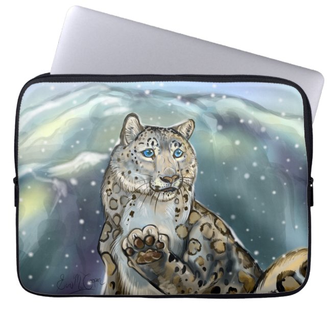 Snow Leopard Laptop Sleeve (Front)