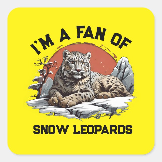 Snow leopard laying on cliff square sticker (Front)
