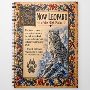 Snow Leopard, Mediaeval Bestiary Art Notebook