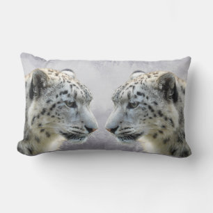Snow Leopard Mirror Symmetry Wildlife Art Design Lumbar Cushion