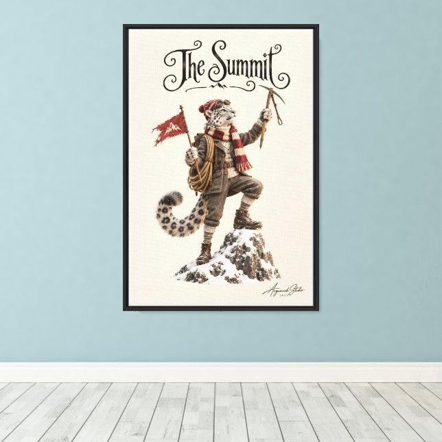 Snow Leopard Mountaineer Canvas Print (Insitu(Wood Floor))