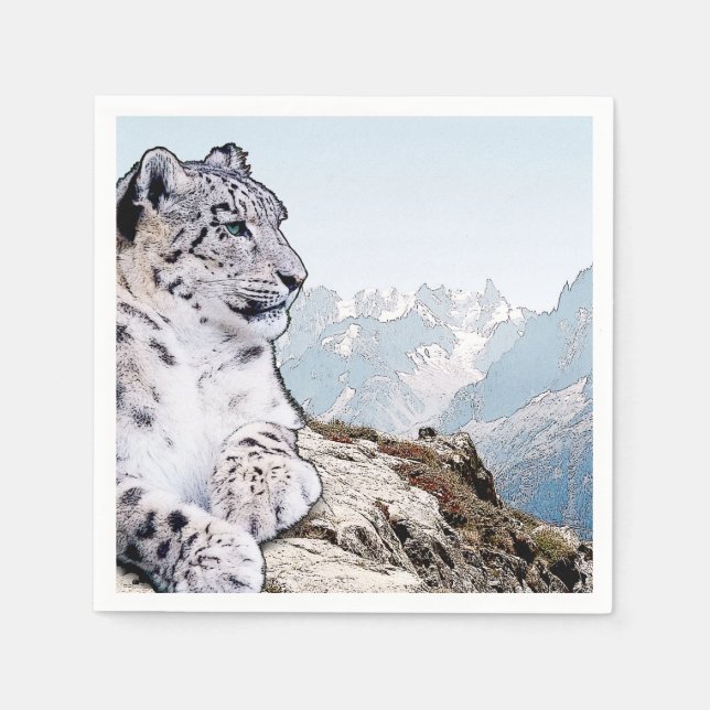 Snow Leopard Napkin (Front)