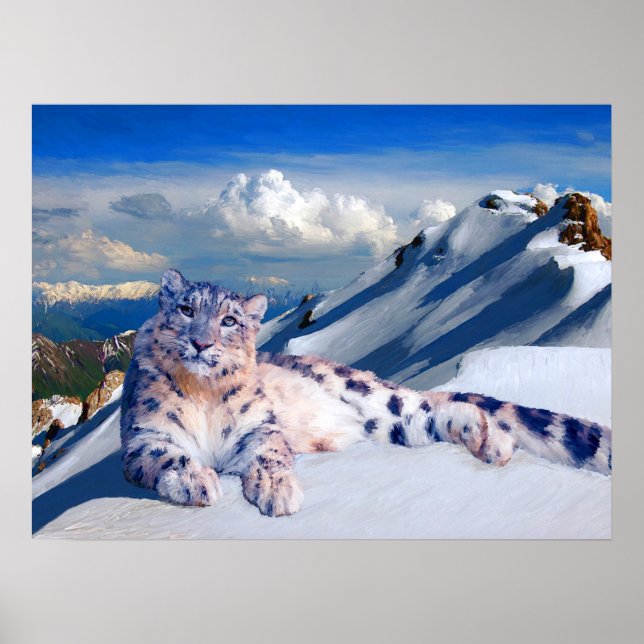 Snow Leopard on the Roof of the World Archival Poster (Front)