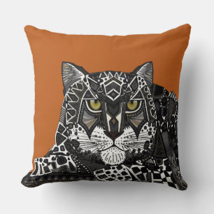 snow leopard orange cushion