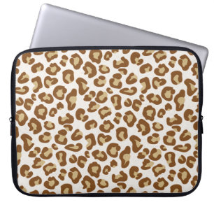 Snow Leopard Print, Beige, Tan, and White Laptop Sleeve