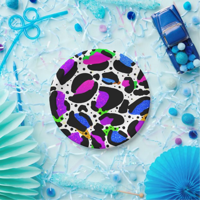 Snow Leopard Print Bright Paper Plates (Party)