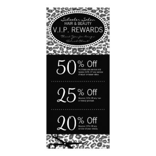 Snow Leopard Print Salon Coupons Specials Rack Card