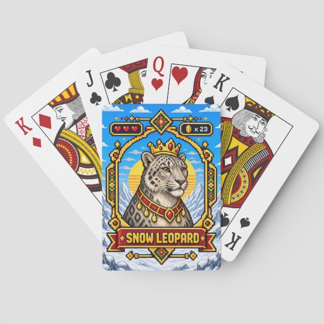 Snow Leopard Retro 8-Bit Pixel Art Playing Cards (Back)