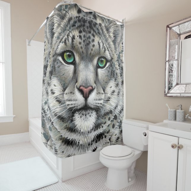 Snow Leopard  Shower Curtain (In Situ)