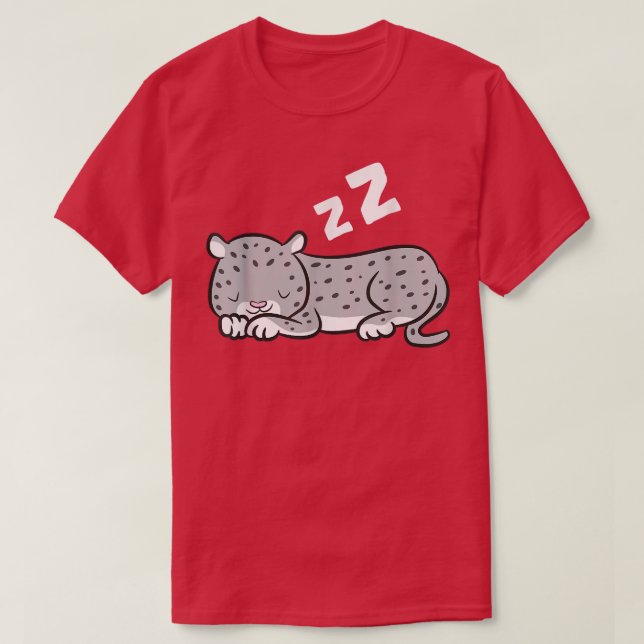 Snow Leopard Sleeping Cute Snow Leopard Pajamas  T-Shirt (Design Front)