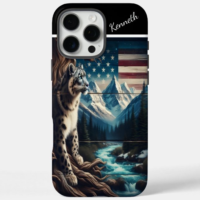 Snow Leopard Under a Starry Flag Case-Mate iPhone Case (Back)